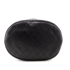 Chanel Black Lambskin Quilted Drawstring Bucket Bag