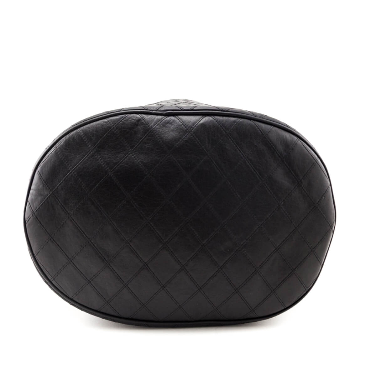 Chanel Black Lambskin Quilted Drawstring Bucket Bag