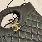 CHANEL 31 BAG 23A MINI WRINKLED CALFSKIN BLACK & GOLD HARDWARE CHIP MODEL