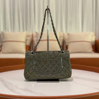 CHANEL CF CLASSIC FLAP BAG GREY-GREEN PATENT LEATHER