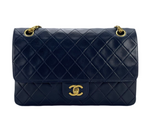 Chanel Black Vintage Medium Classic Double Flap Bag with 24K Gold Hardware