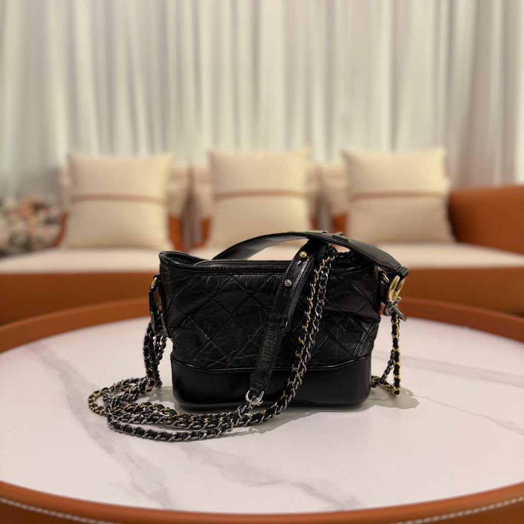 CHANEL Gabrielle Black Gold Limited Edition Handle Style