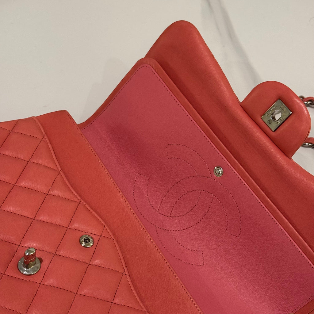 CHANEL CF CLASSIC FLAP BAG PINK LAMBSKIN