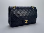 Chanel Black Vintage Medium Classic Double Flap Bag with 24K Gold Hardware