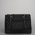 Chanel Black Grand Shopping Tote Black GST Bag in Caviar in Silver 2012