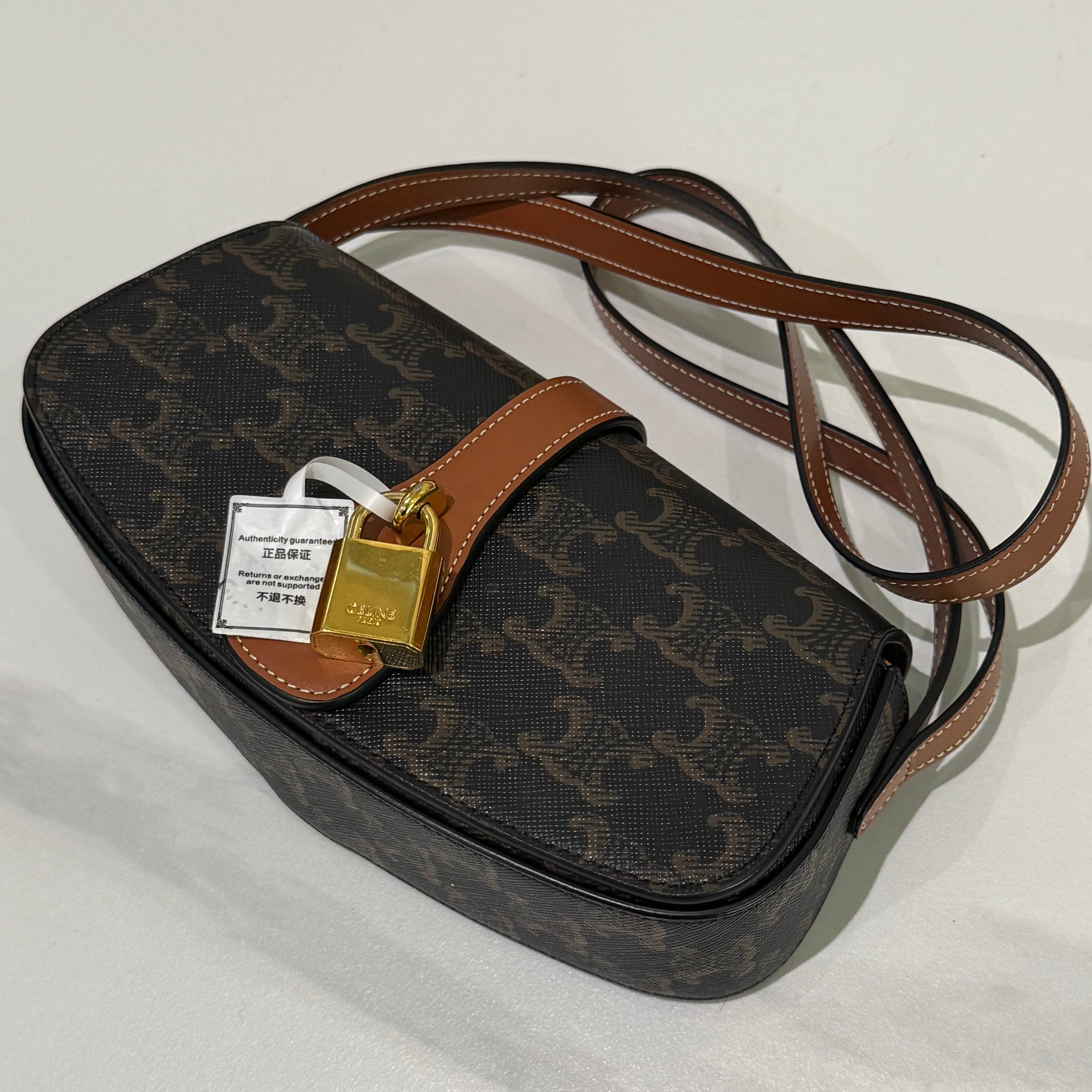 CELINE TRIOMPHE MINI CLASSIC MONOGRAM WITH GOLD LOCK SHOULDER BAG