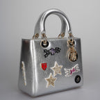 Christian Dior Leather Lady Dior Shoulder Bag in Silver Limited Edition