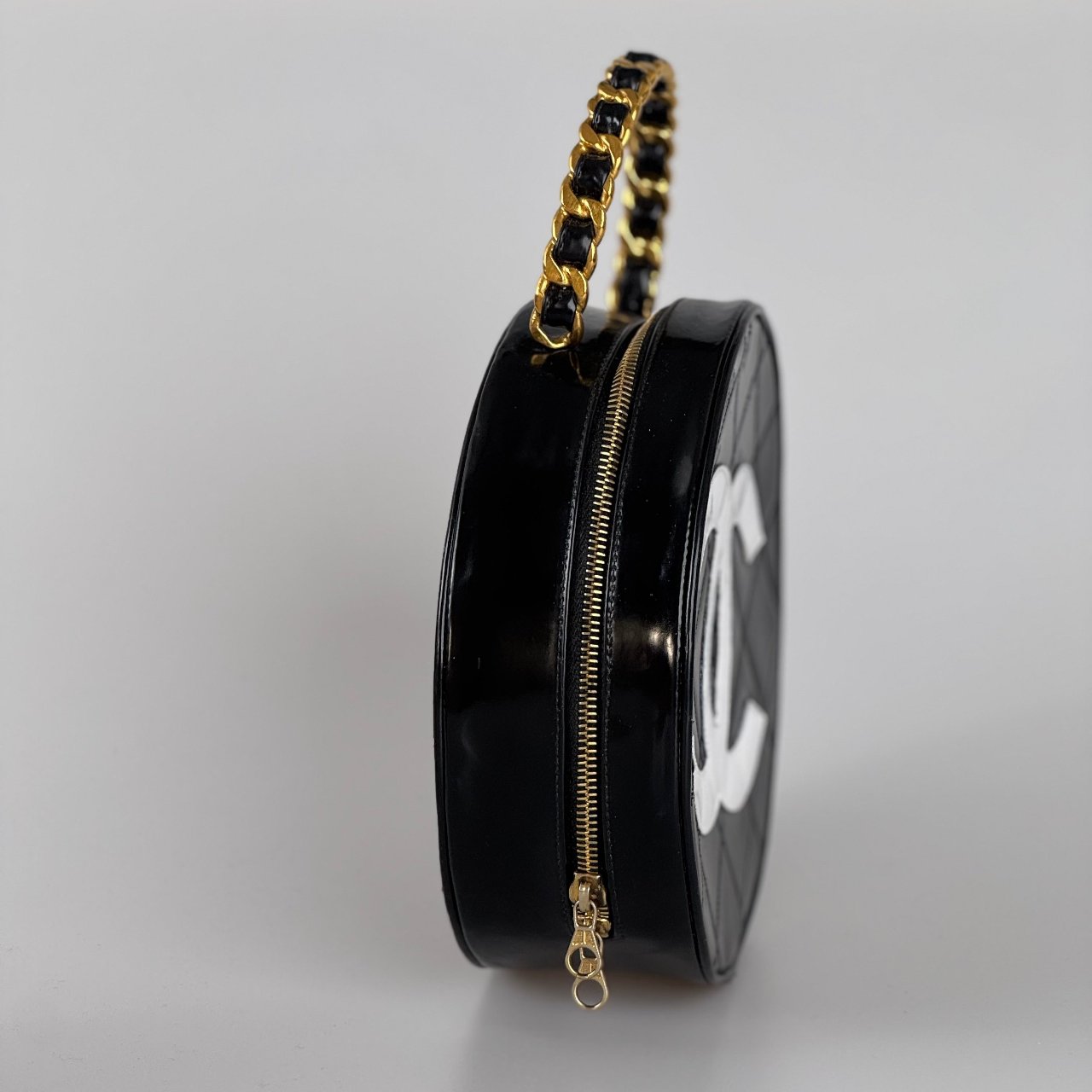 Chanel 1995 Black Round Vanity Case