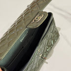 CHANEL CF CLASSIC FLAP BAG GREY-GREEN PATENT LEATHER