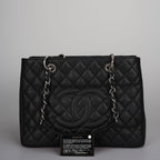 Chanel Black Grand Shopping Tote Black GST Bag in Caviar in Silver 2012