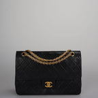 Chanel Vintage Black Lambskin Timeless Flap Bag Gold Hardware