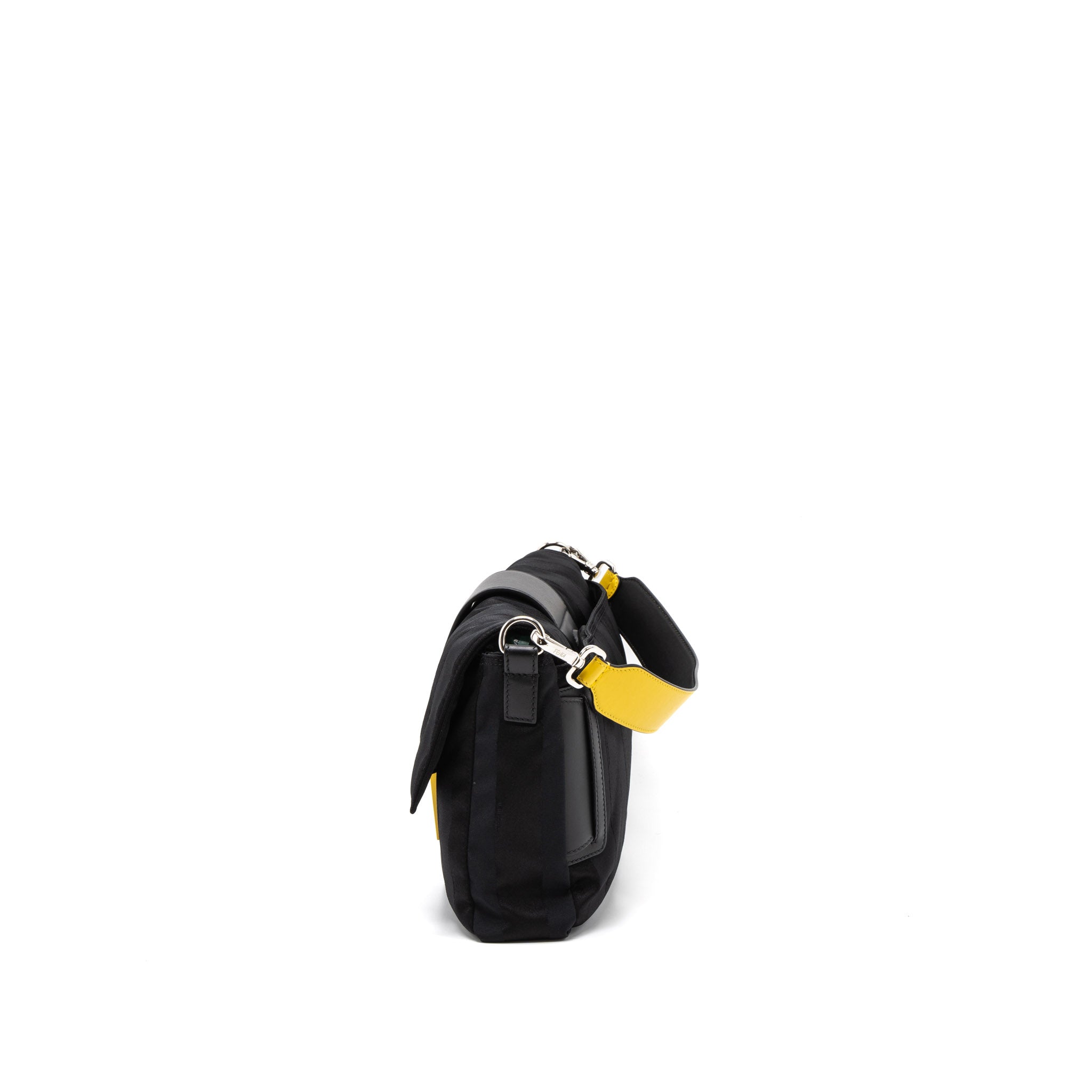 Fendi 20FW Large Baguette Bag Nylon/Leather Black/Yellow SHW