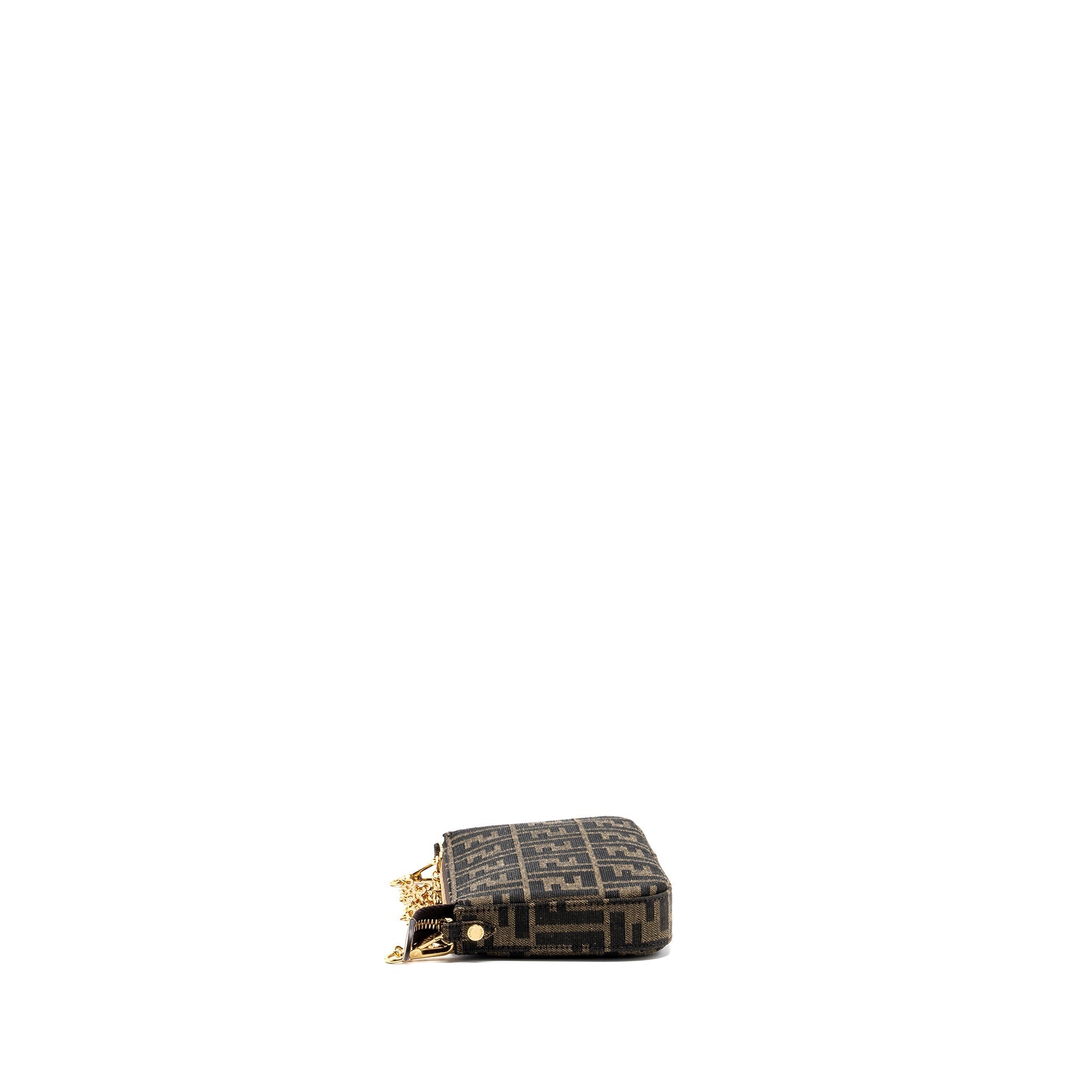 Fendi Baguette Pouch Brown Jacquard FF Fabric GHW