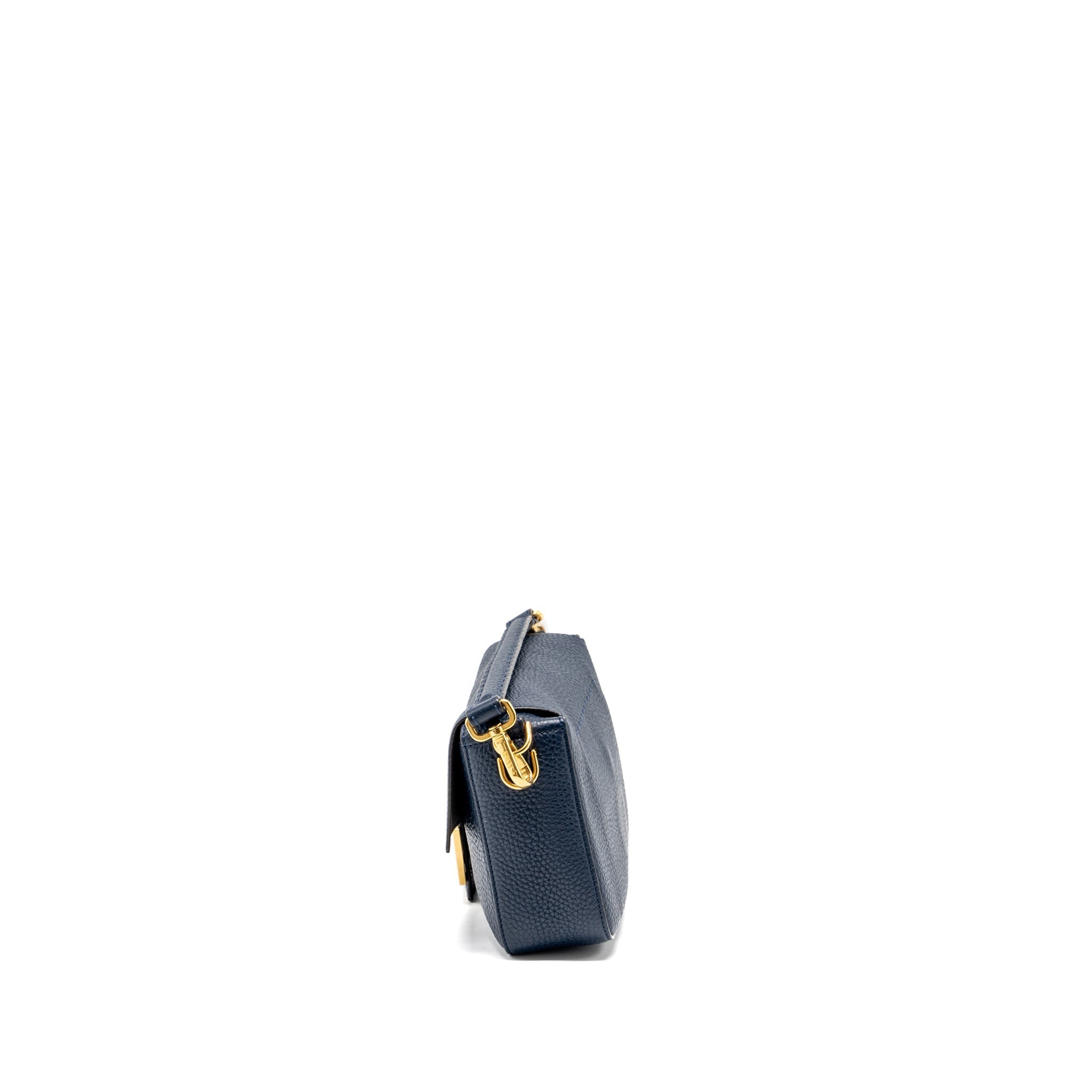 Fendi Baguette bag grained calfskin dark blue GHW