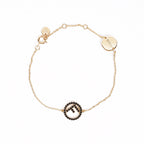 Fendi F Bracelet Golden Finish Metal / Rhinestones