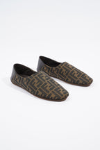 Fendi FF Logo Slippers Brown / Beige EU 38 / UK 5