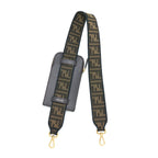 Fendi Bag Strap with Phone Pouch FF Jacquard Canvas Brown GHW