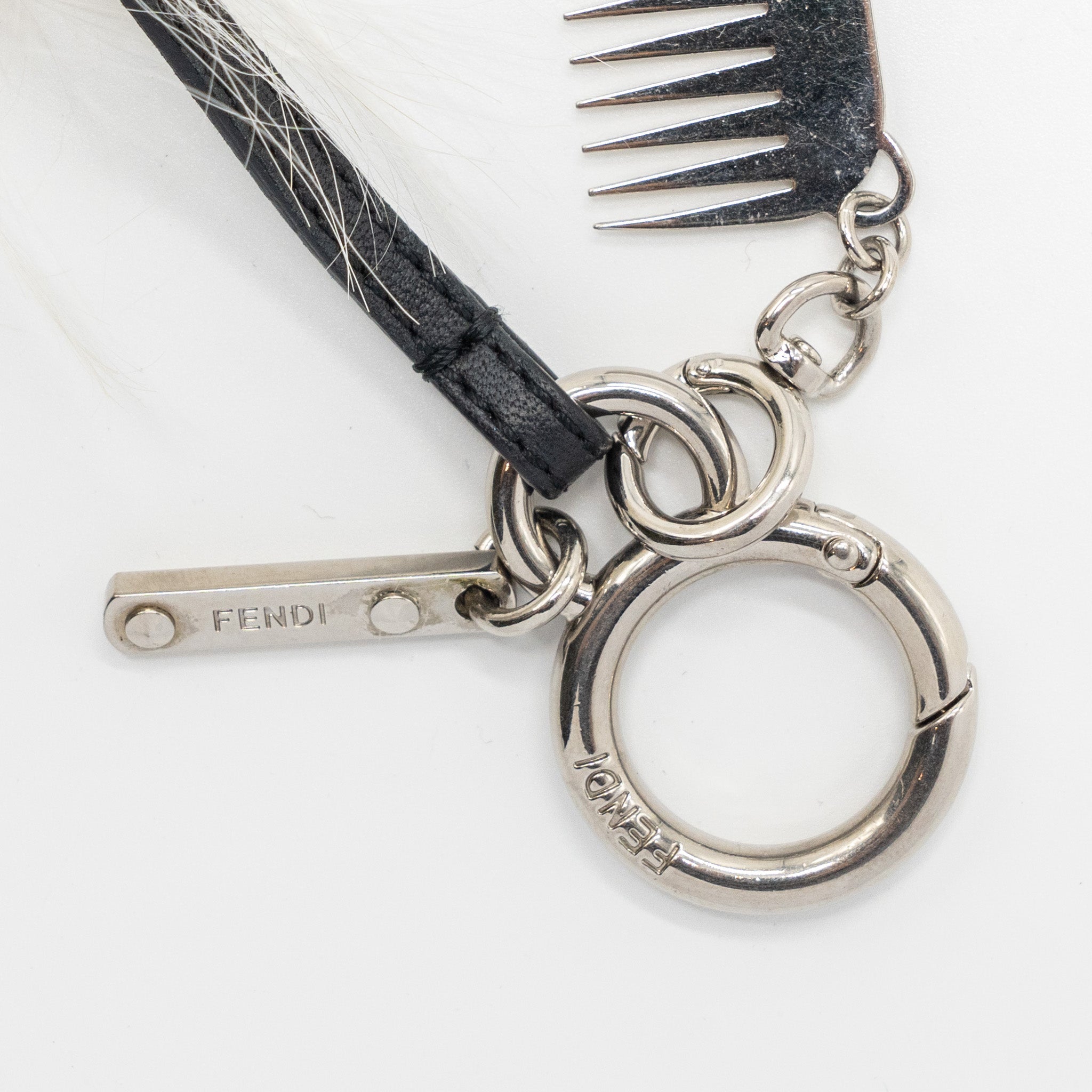 Fendi Karl Lagerfeld Keyring Charm Black/ White Fur SHW