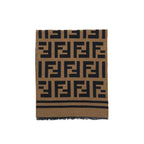 Fendi FF Logo Scarf Wool and Silk Scarf Caramel