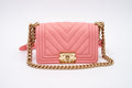 Chanel Pink Boy Flap Bag Chevron Caviar Small