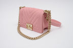 Chanel Pink Boy Flap Bag Chevron Caviar Small