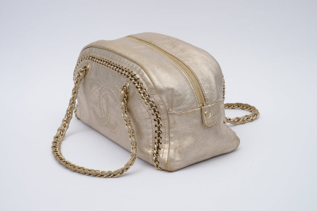 Chanel Gold Leather Luxury Ligne Bowler