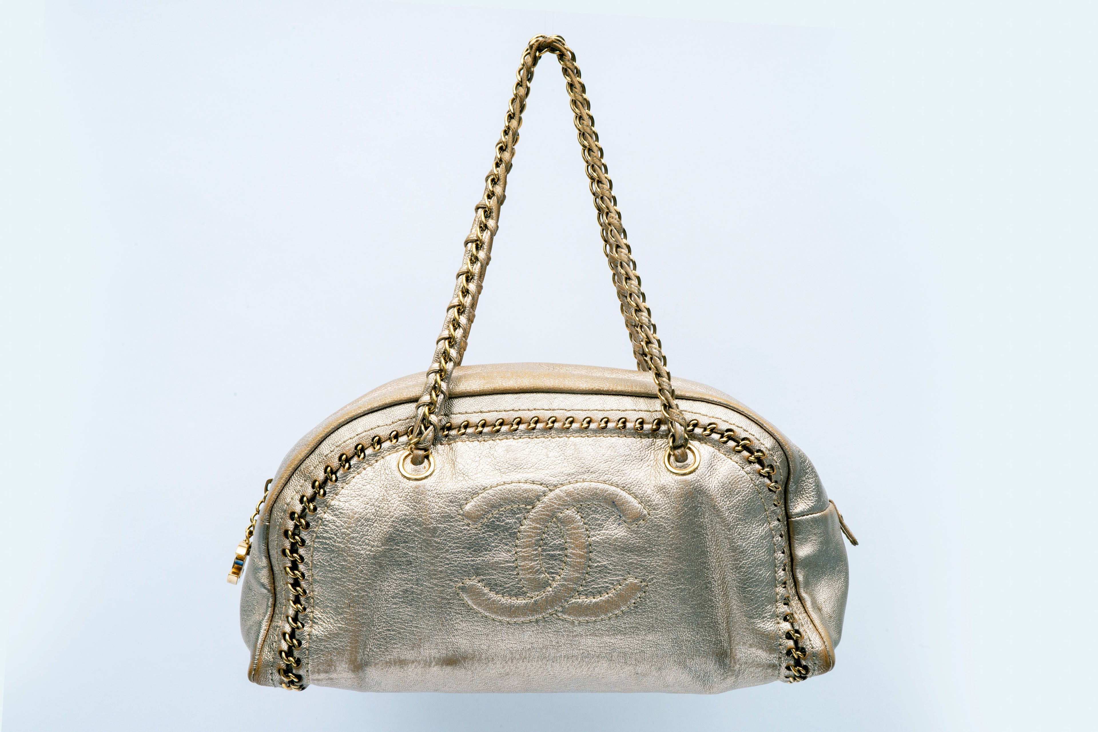 Chanel Gold Leather Luxury Ligne Bowler