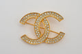 Chanel Vintage Gold Rhinestone Brooch