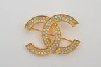 Chanel Vintage Gold Rhinestone Brooch