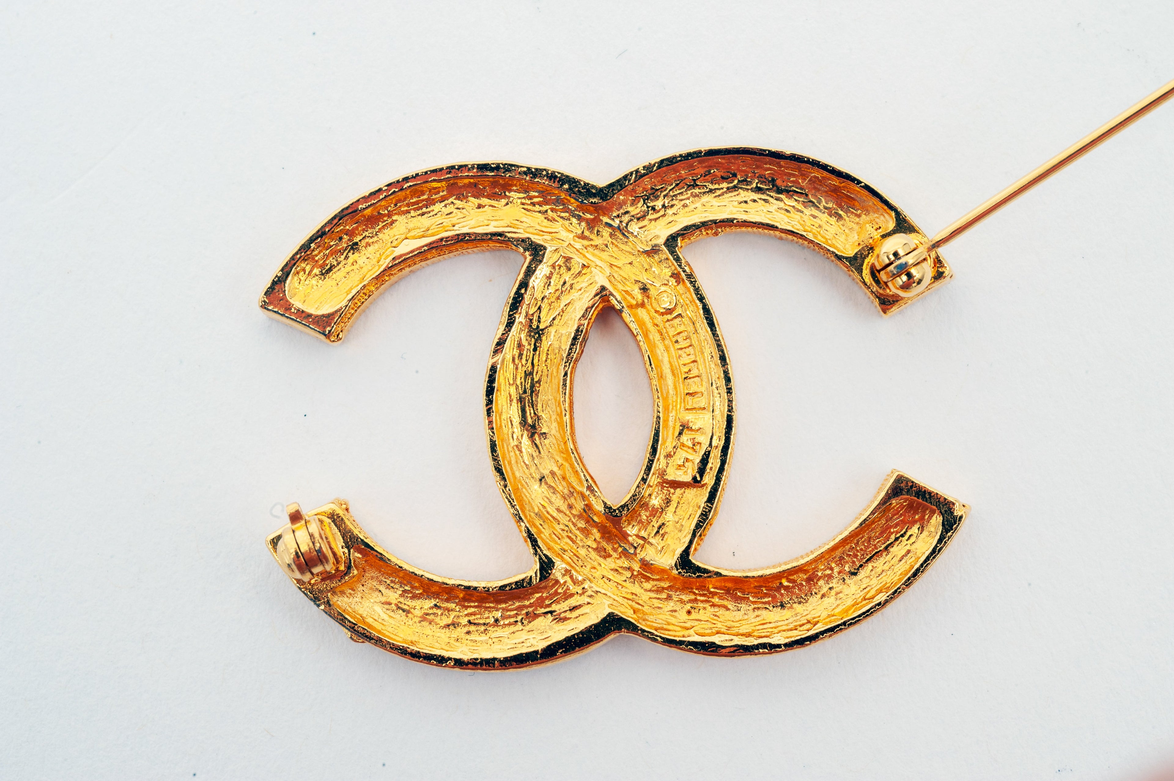 Chanel Vintage Gold Rhinestone Brooch