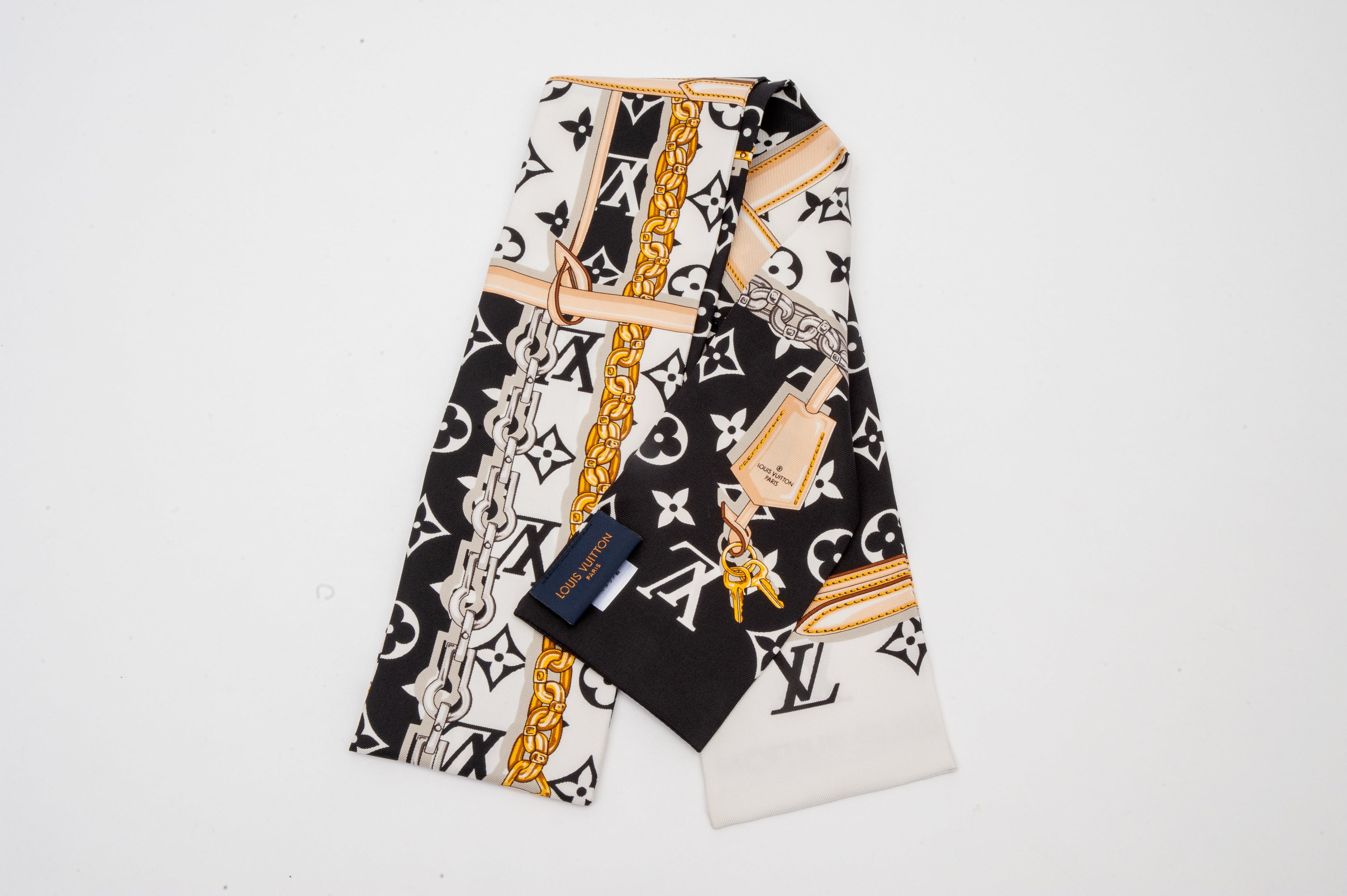 Louis Vuitton Black Rare Classic Iconic Confidential Silk Bandeau Scarf