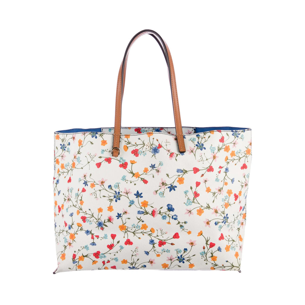 Tory Burch Kerrington Square Delphi Floral Tote Bag Large Handbag White Purse NEW