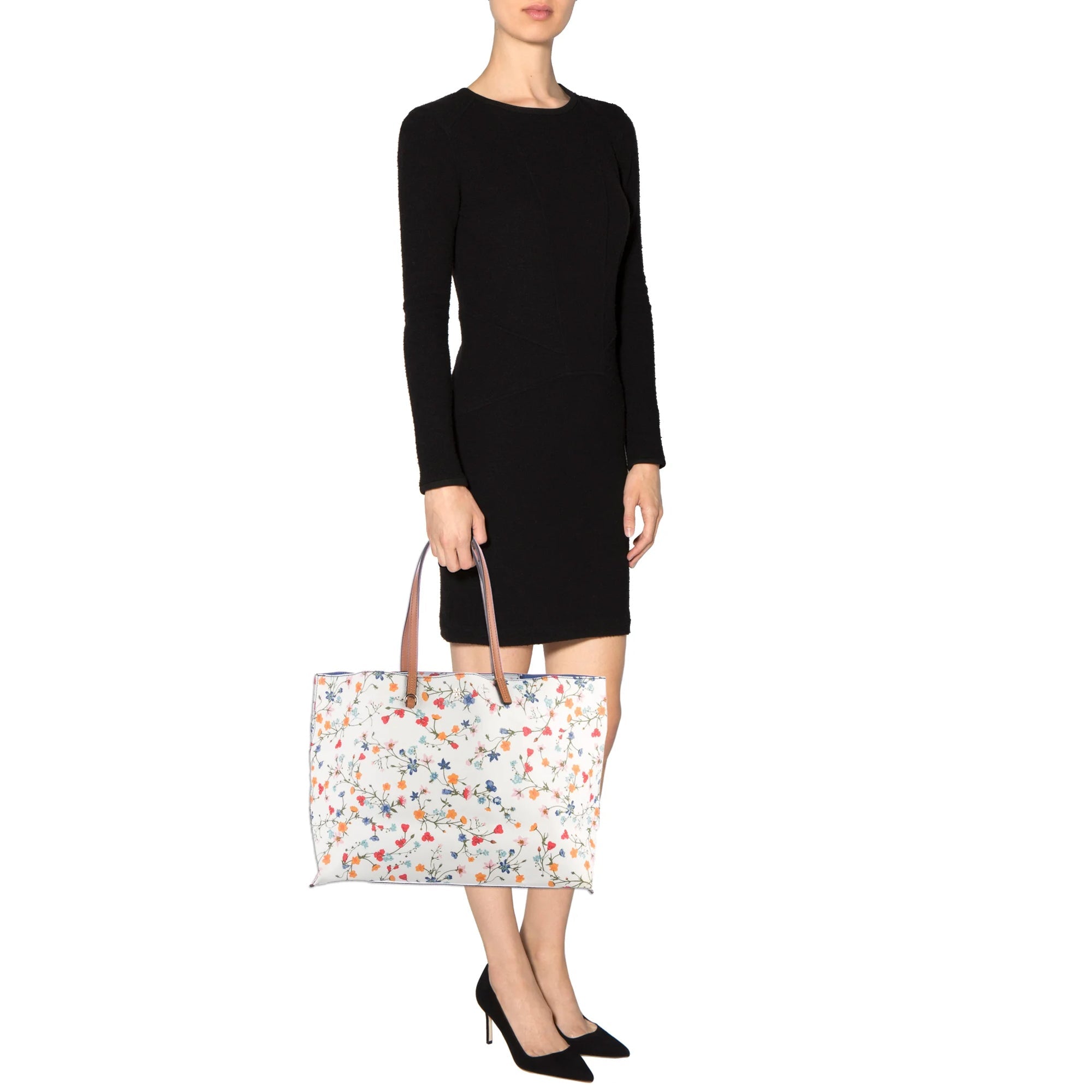 Tory Burch Kerrington Square Delphi Floral Tote Bag Large Handbag White Purse NEW