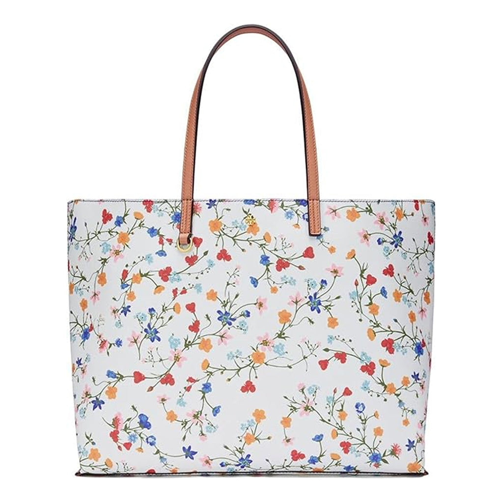 Tory Burch Kerrington Square Delphi Floral Tote Bag Large Handbag White Purse NEW