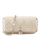 Dior Beige Calfskin Cannage Lady Dior Talk Phone Pouch