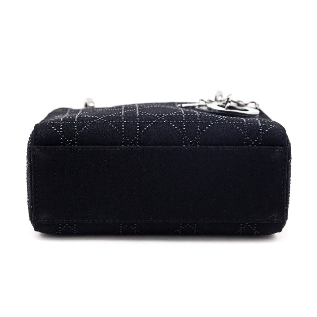 Dior Black Canvas Crystal Studded Cannage Mini Lady Dior