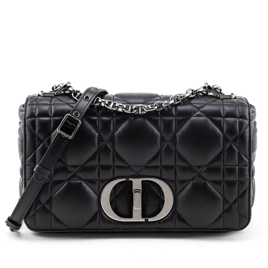 Dior Black Lambskin Quilted Macrocannage Medium Caro Bag