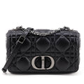 Dior Black Lambskin Quilted Macrocannage Medium Caro Bag