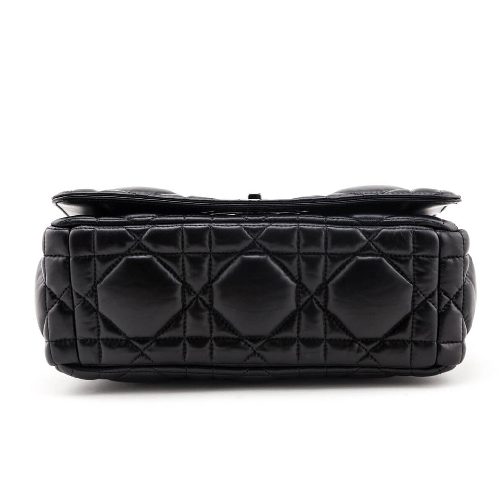 Dior Black Lambskin Quilted Macrocannage Medium Caro Bag