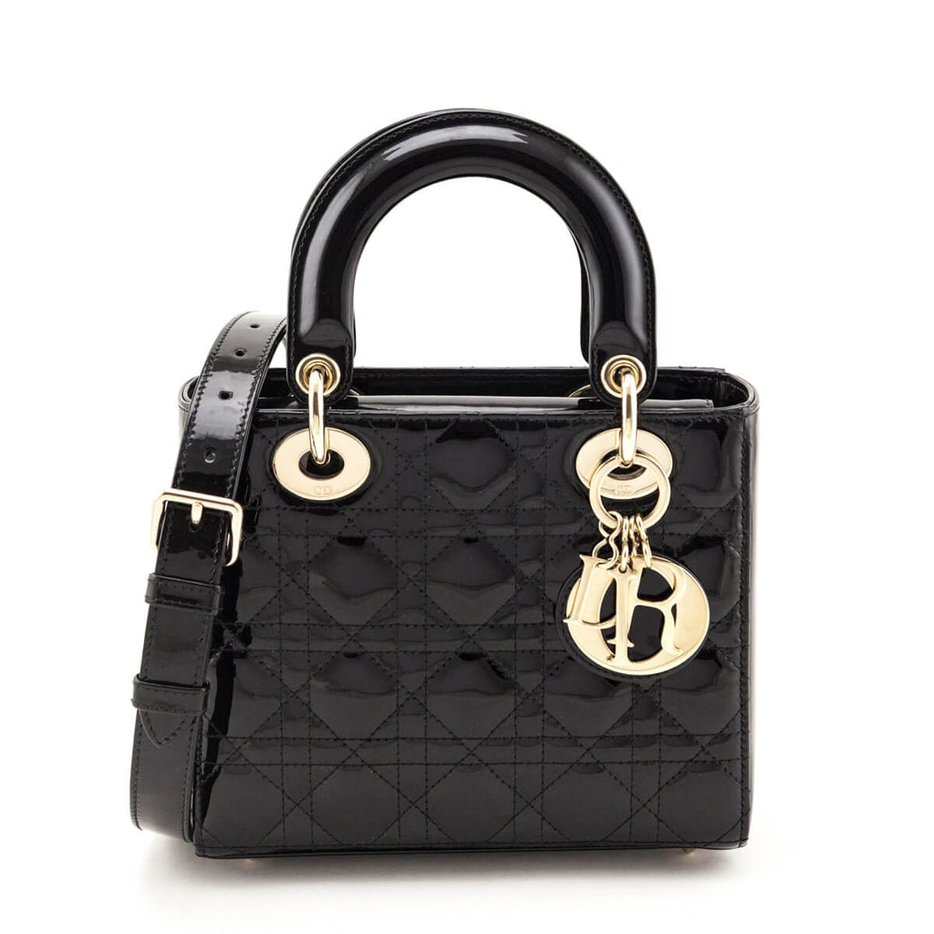 Dior Black Patent Cannage Small Lady Dior