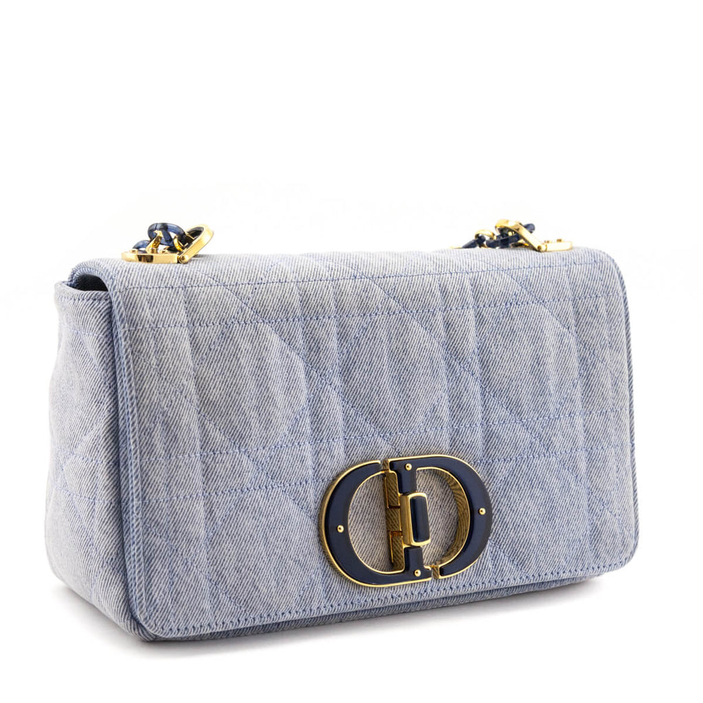 Dior Blue Denim Macrocannage Medium Caro Bag