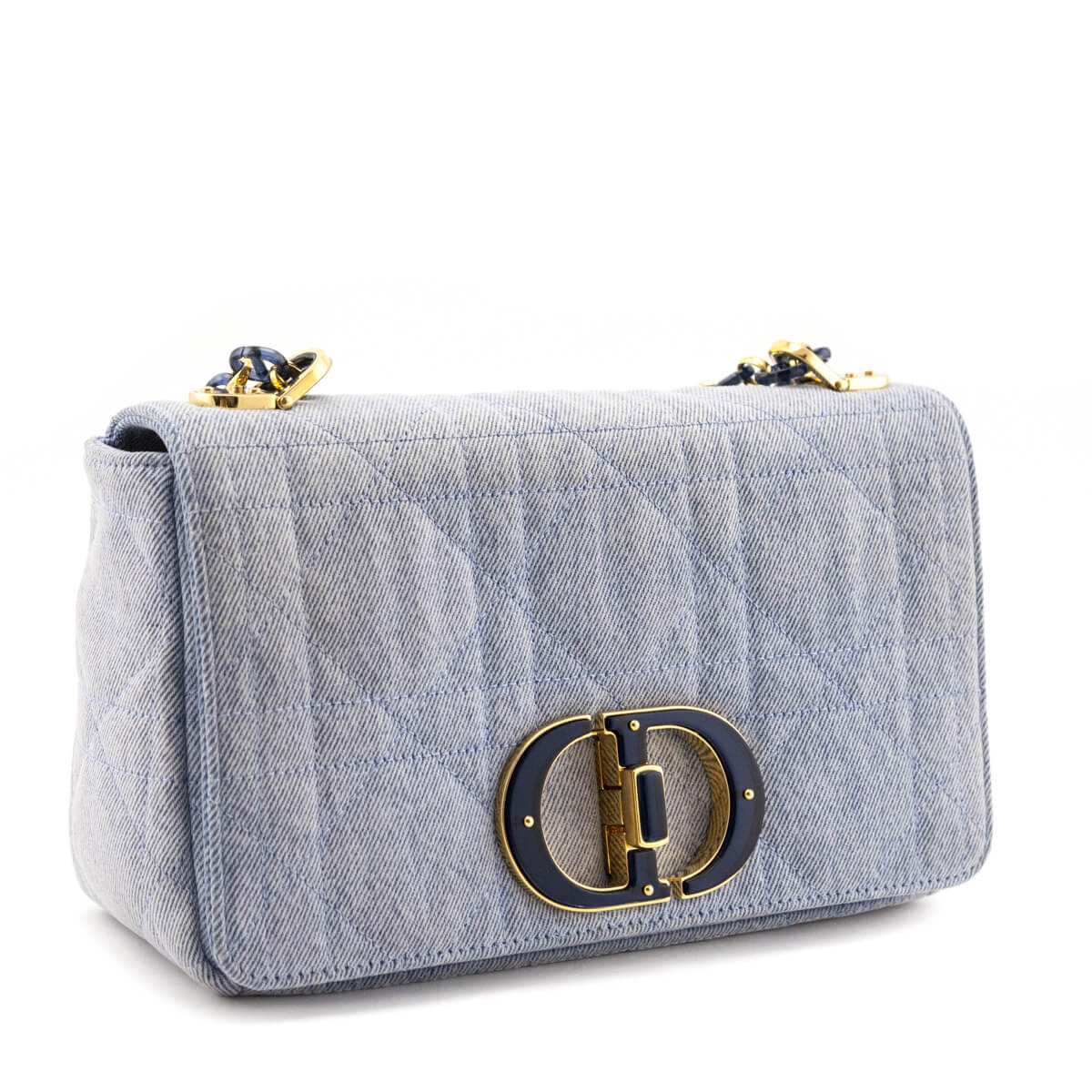 Dior Blue Denim Macrocannage Medium Caro Bag