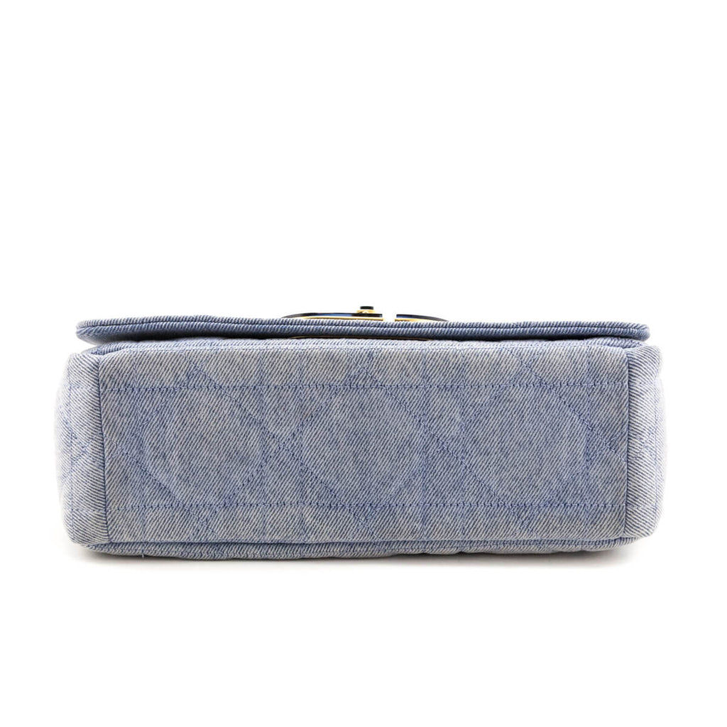 Dior Blue Denim Macrocannage Medium Caro Bag