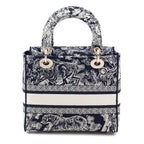 Dior Blue Toile de Jouy Reverse Embroidery Medium Lady D-Lite Bag