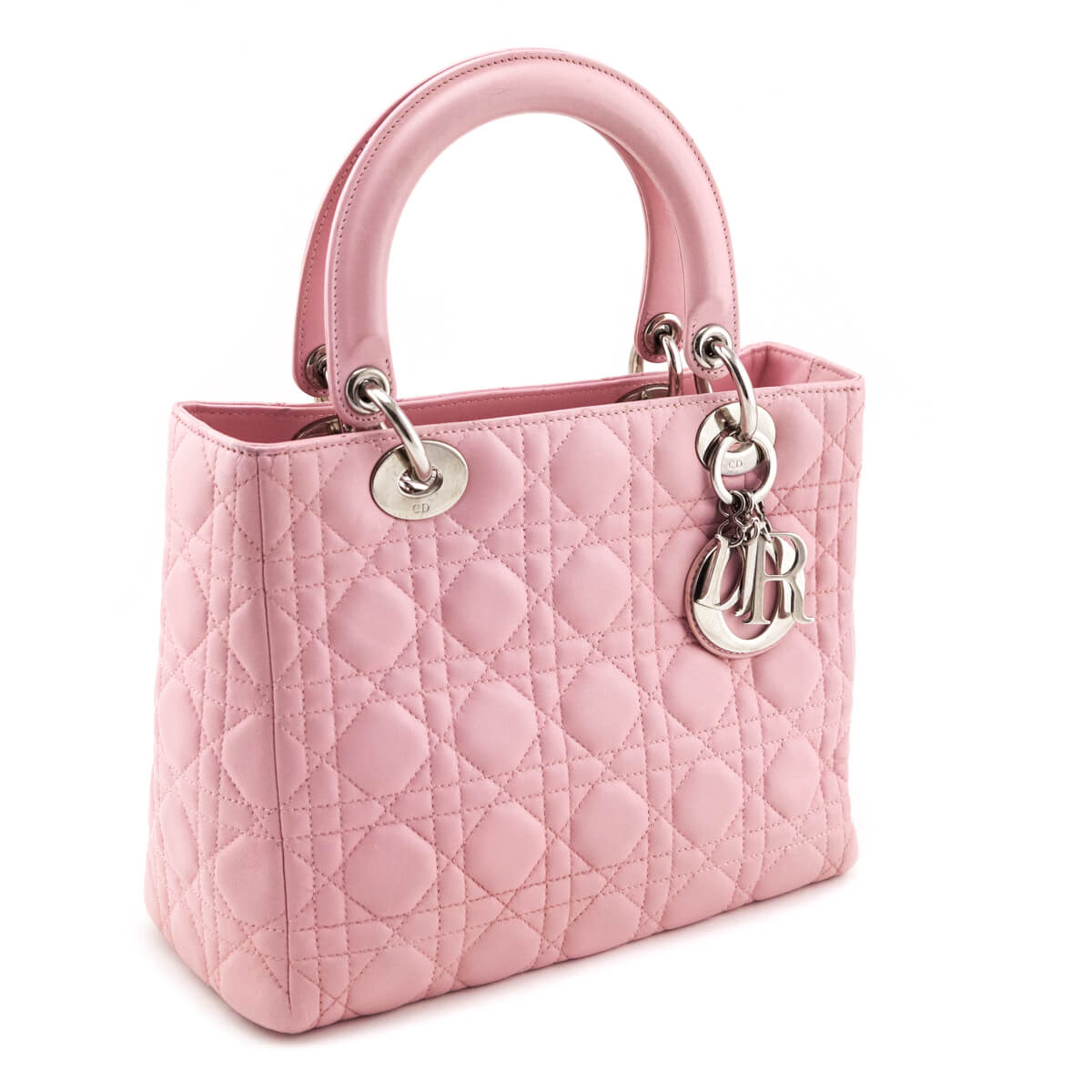 Dior Light Pink Lambskin Cannage Medium Lady Dior