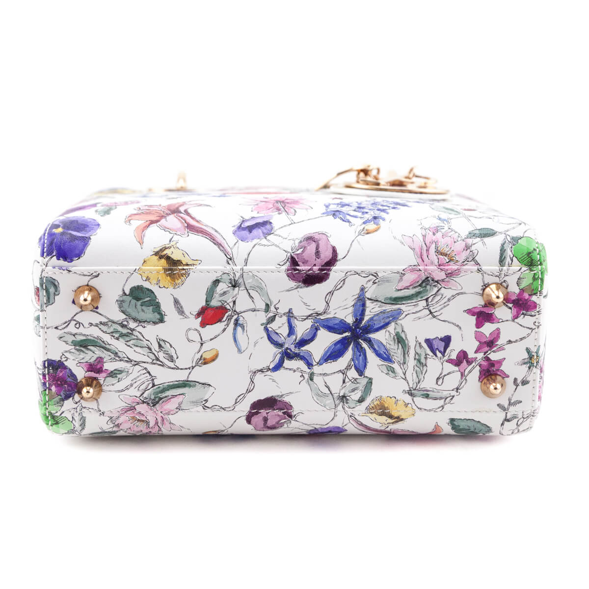 Dior White Multicolor Calfskin Printed Small Florigelio My ABCDior Lady Dior