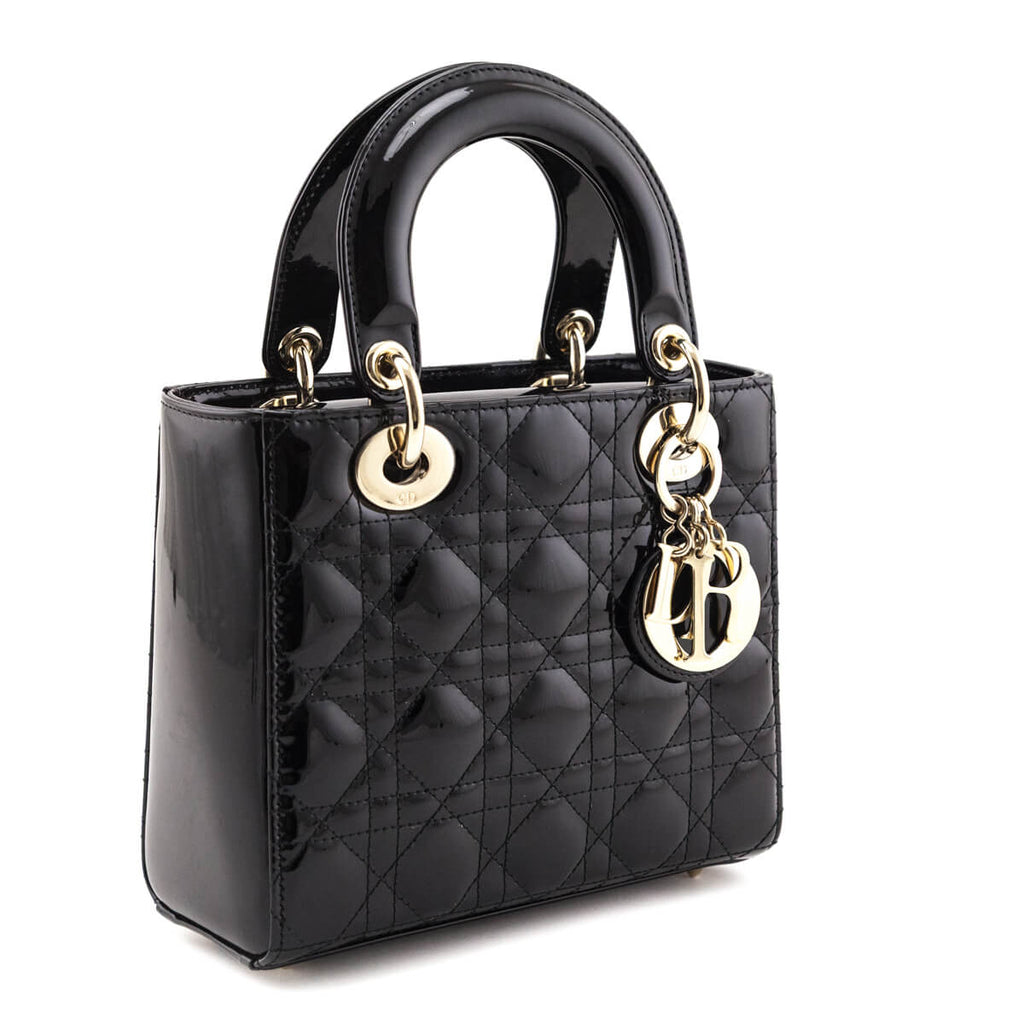 Dior Black Patent Cannage Small Lady Dior