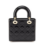 Dior Black Patent Cannage Small Lady Dior