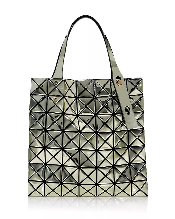 Bao Bao Issey Miyake Platinum Silver Handbag Metallic Rubber Tote Bag NEW
