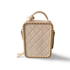 Chanel White Vanity Case Bag in Lambskin Leather